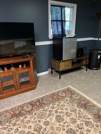 Quiet lower level suite of a split level