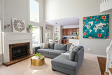 Modern living room with vibrant art